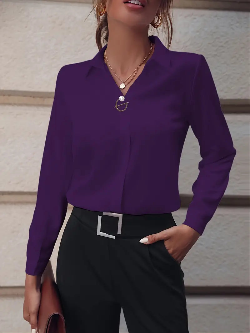 Sfrcord® Solid Lapel Slim Shirt